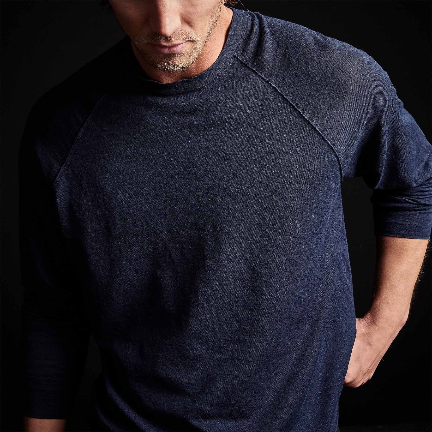 Linen Blend Raglan Sweater - Navy | James Perse Los Angeles