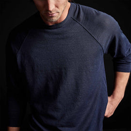 Stretch Linen Raglan Sweater in Navy | James Perse Los Angeles 