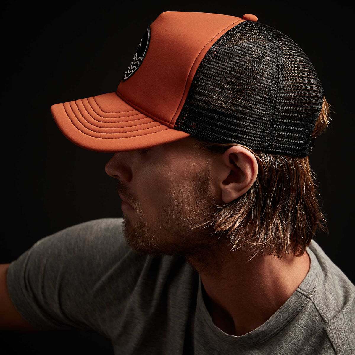 Wave Patch Scuba Trucker Hat In Burnt Orange | James Perse Los Angeles