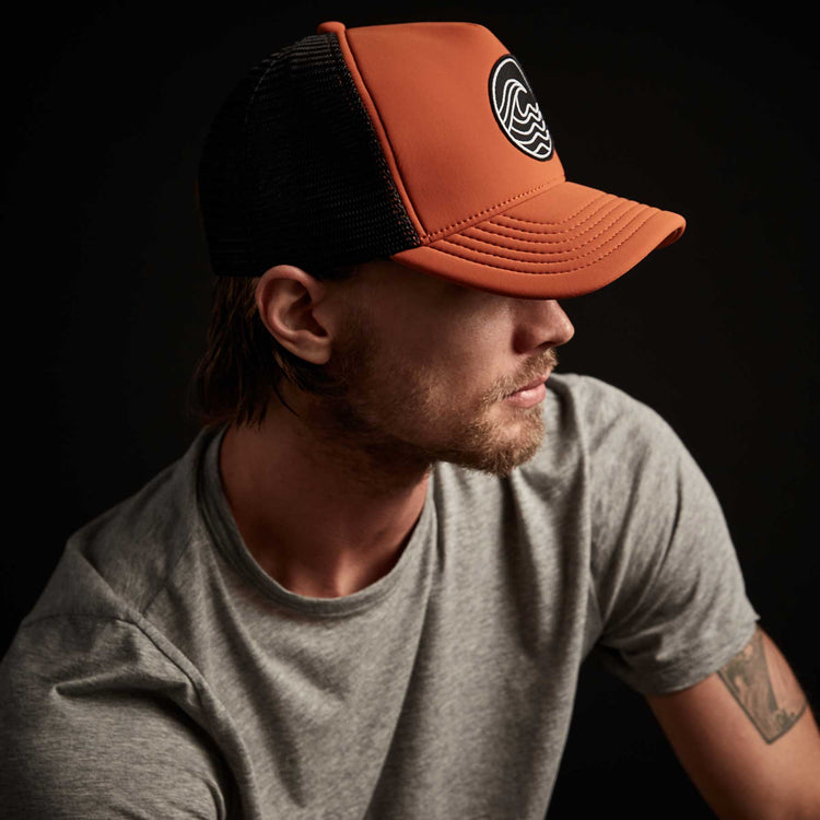 Wave Patch Scuba Trucker Hat In Burnt Orange | James Perse Los Angeles
