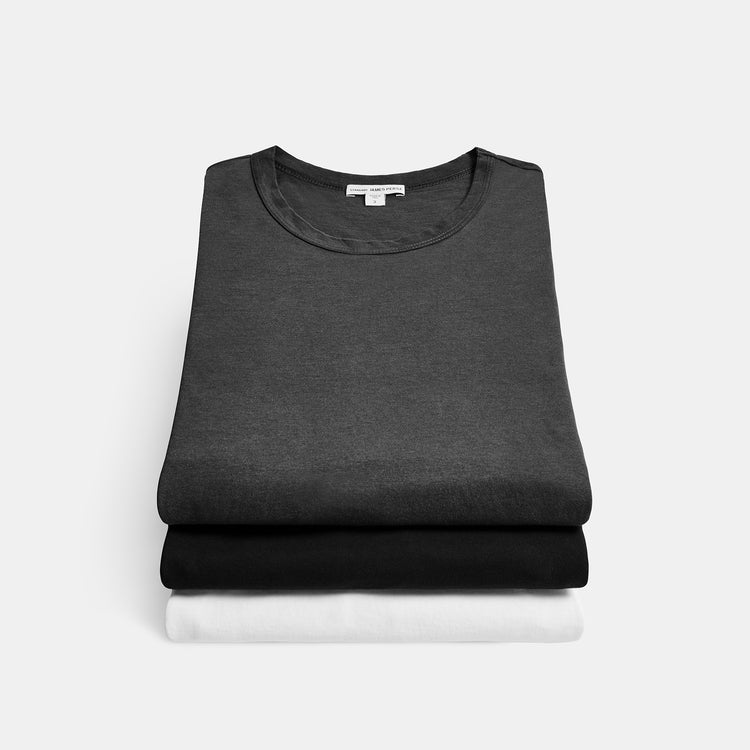 3 Pack  Short Sleeve Crew Neck In Black/White/Carbon Pigment | James Perse Los Angeles