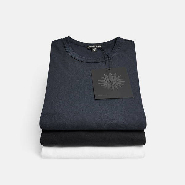 Luxe Lotus Jersey Tee 3 Pack In Black/White/French Navy | James Perse Los Angeles