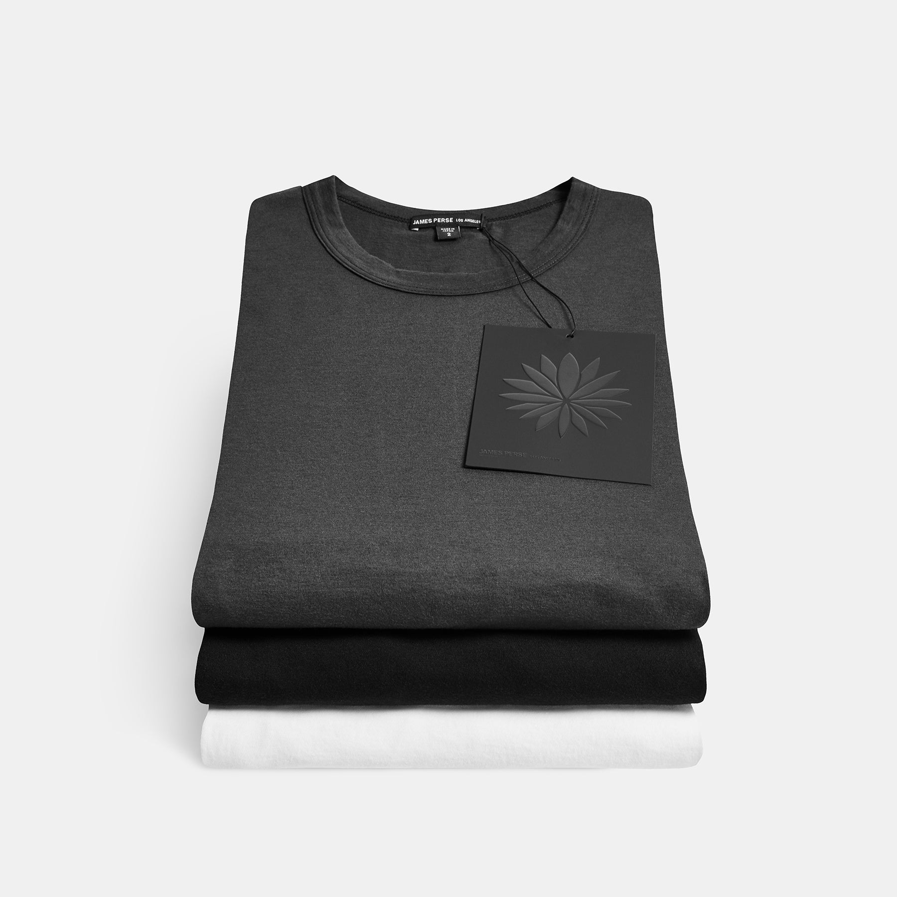 Luxe Lotus Jersey Tee 3 Pack In Black/White/Carbon | James Perse Los Angeles