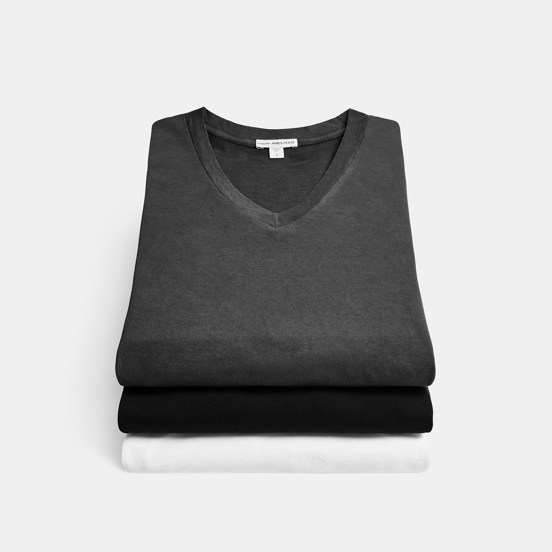 3 Pack Short Sleeve V-Neck In Black/White/Carbon Pigment | James Perse Los Angeles