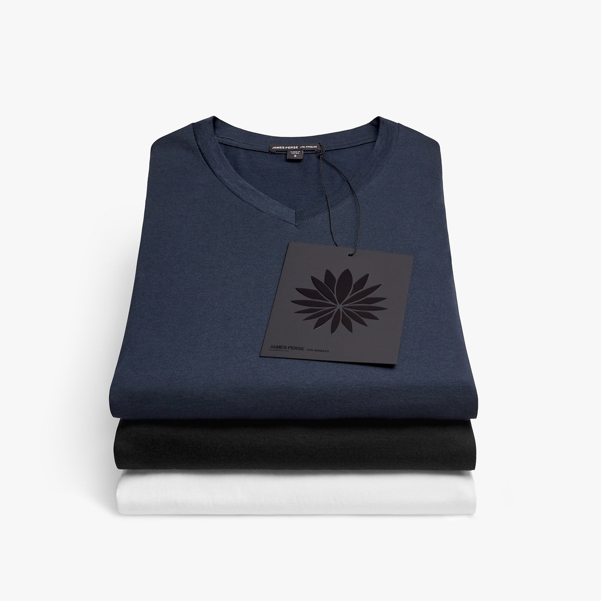 Luxe Lotus Jersey V Neck Tee 3 Pack In Black/White/French Navy | James Perse Los Angeles