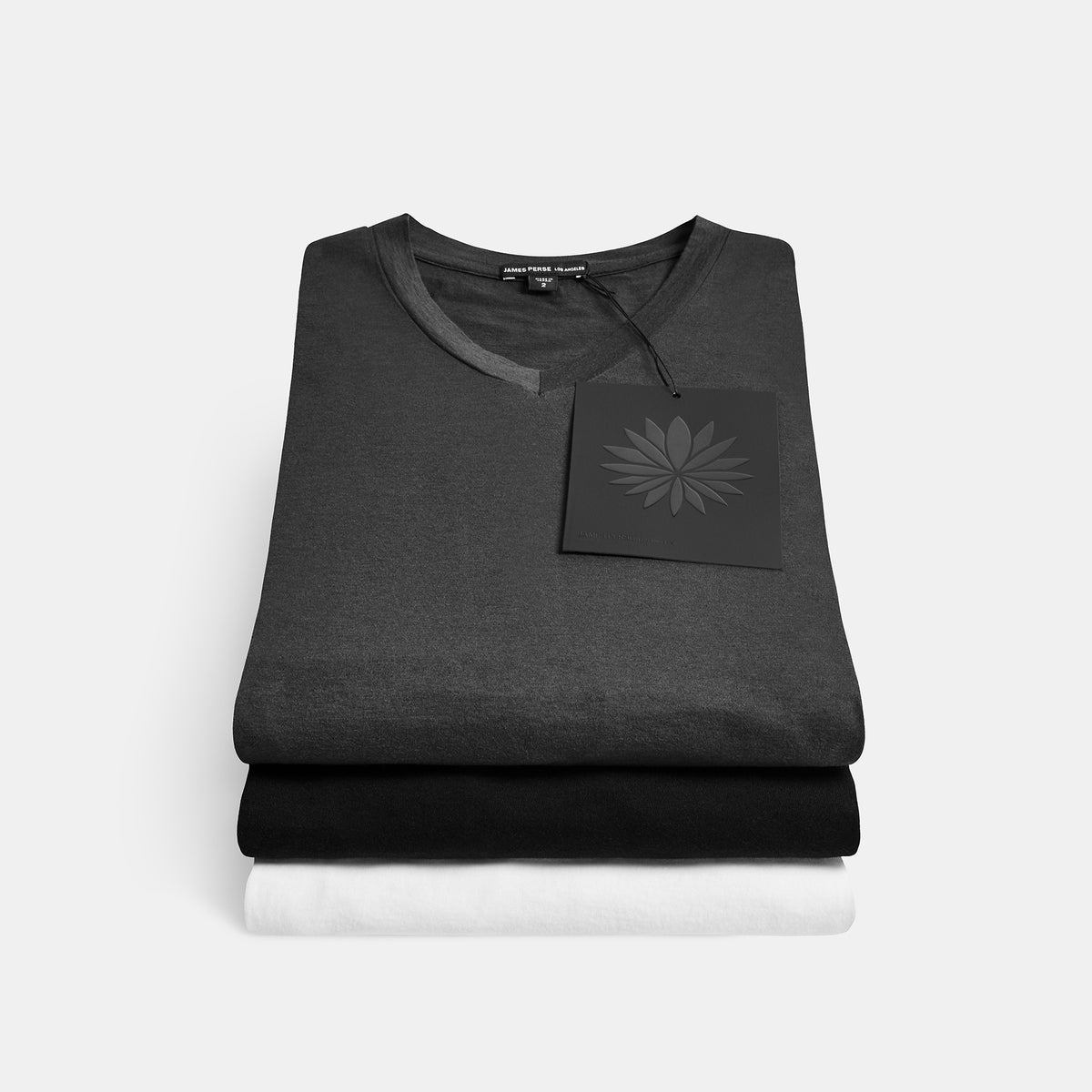 Luxe Lotus Jersey V Neck Tee 3 Pack In Black/White/Carbon | James Perse Los Angeles