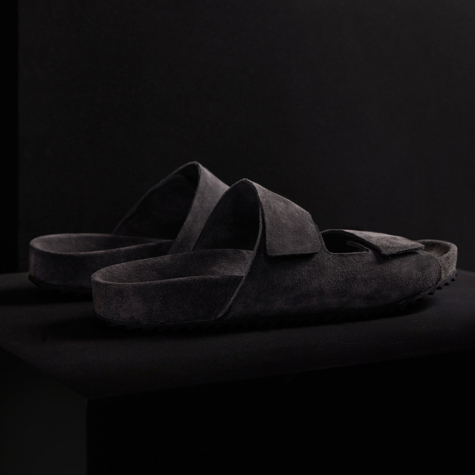 Men's Double Strap Suede Slide - Ash | James Perse Los Angeles Men's Double Strap Suede Slide - Ash | James Perse Los Angeles