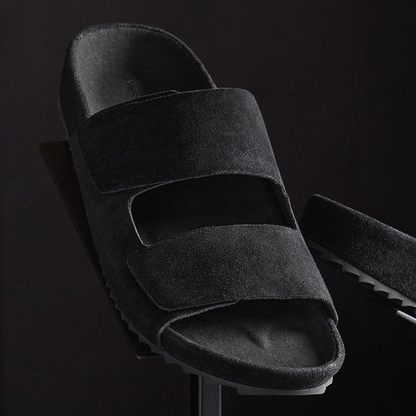Men's Double Strap Suede Slide in Black | James Perse Los Angeles