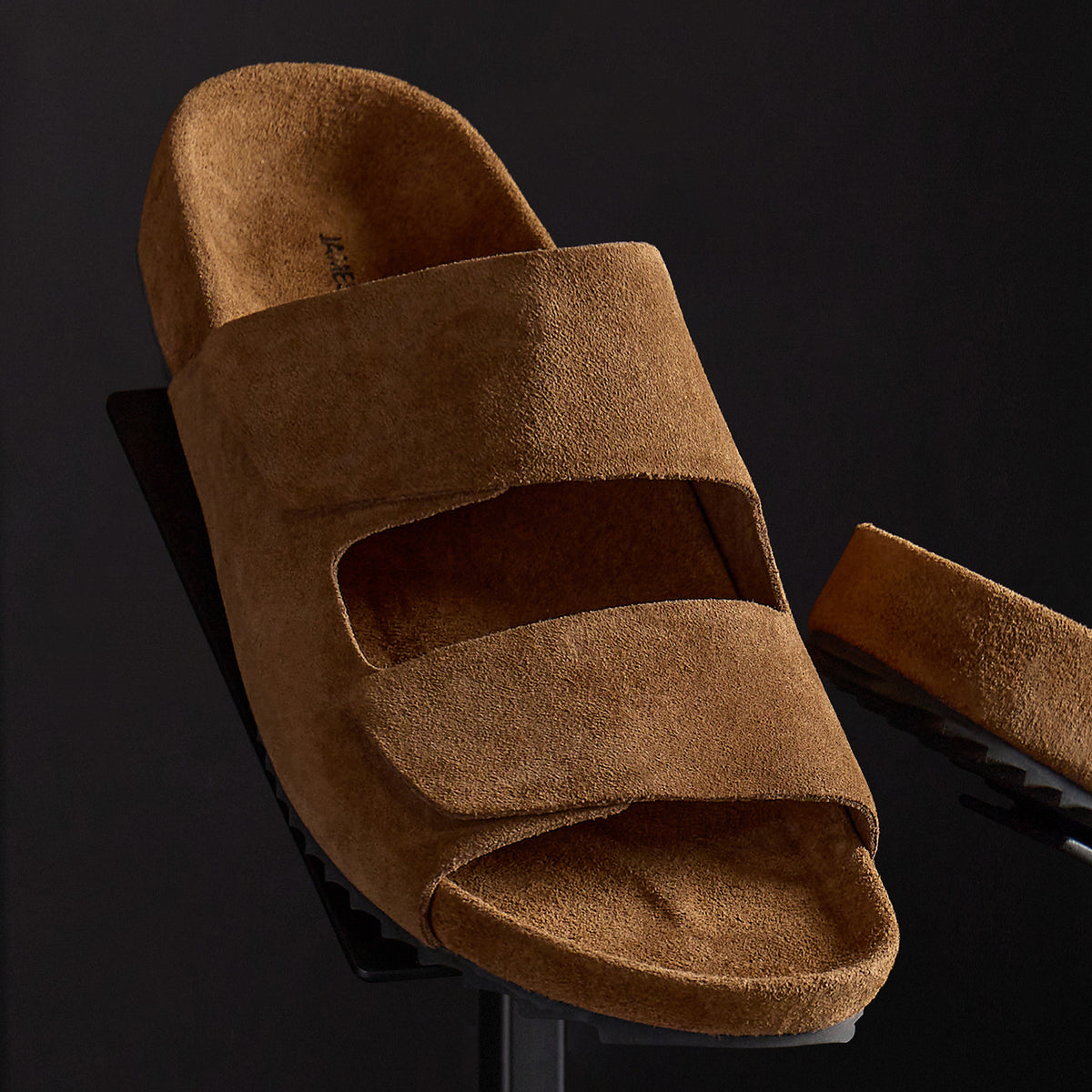Men's Double Strap Suede Slide in Tabacco | James Perse Los Angeles