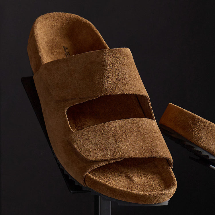 Men's Double Strap Suede Slide in Tabacco | James Perse Los Angeles