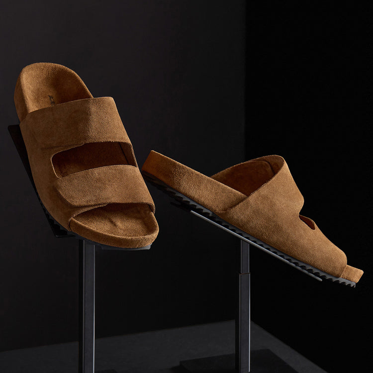 Men's Double Strap Suede Slide in Tabacco | James Perse Los Angeles