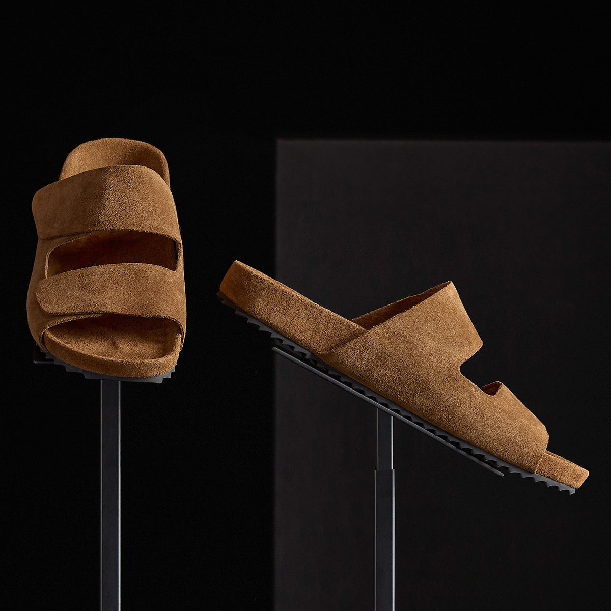 Men's Double Strap Suede Slide in Tabacco | James Perse Los Angeles