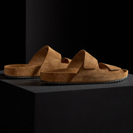Men's Double Strap Suede Slide in Tabacco | James Perse Los Angeles