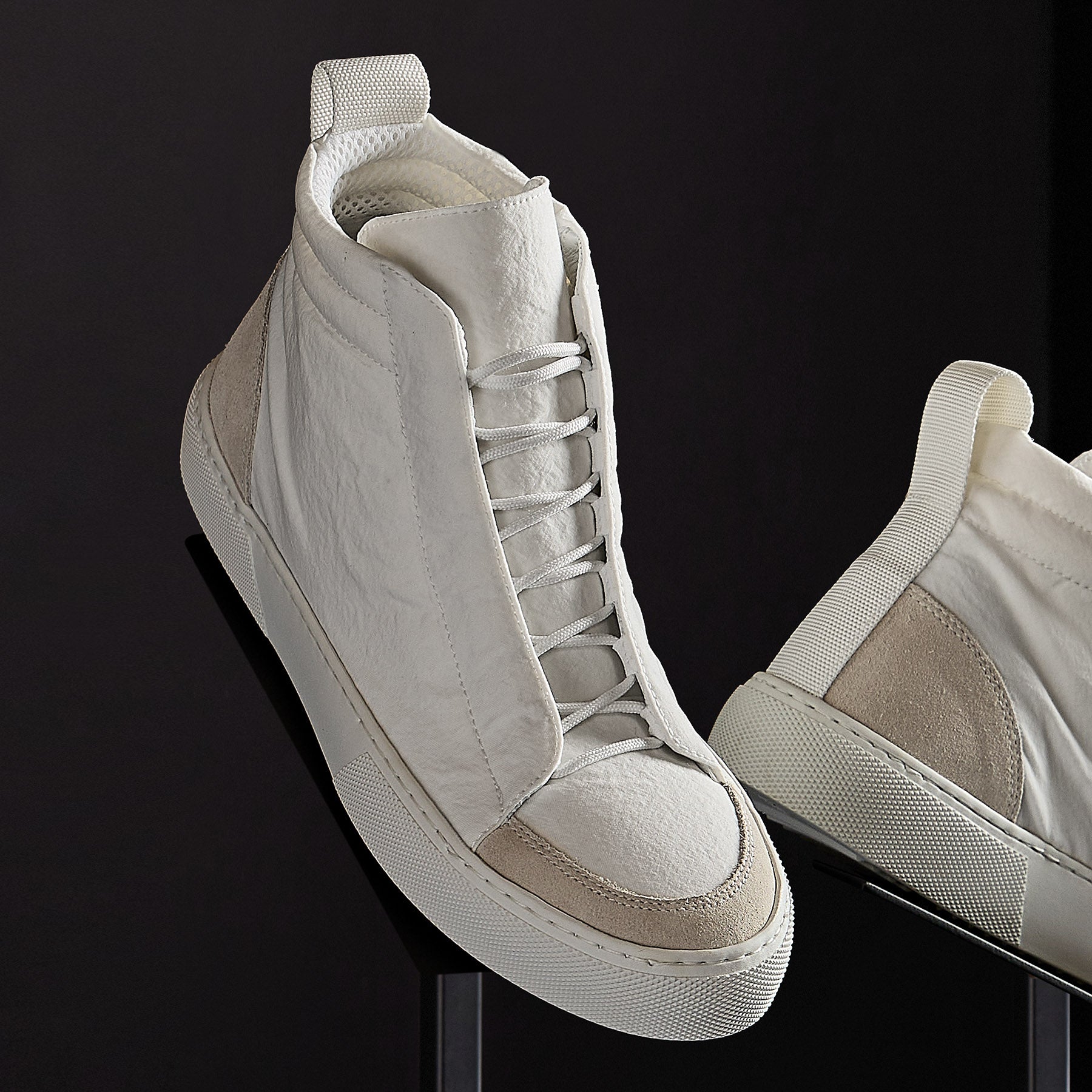 Solstice High Top Skate Sneaker in White/Taupe | James Perse Los Angeles