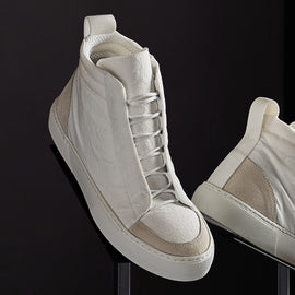 Solstice High Top Skate Sneaker in White/Taupe | James Perse Los Angeles