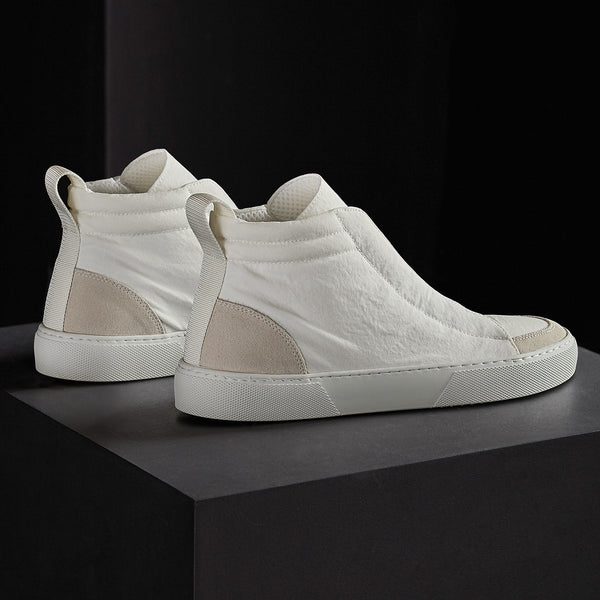 Solstice High Top Skate Sneaker in White/Taupe | James Perse Los Angeles