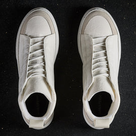 Solstice High Top Skate Sneaker in White/Taupe | James Perse Los Angeles