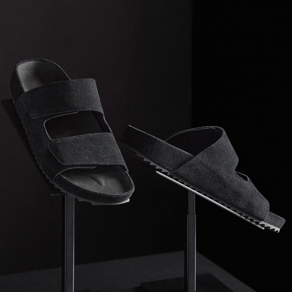Women's Double Strap Suede Slide in Black | James Perse Los Angeles