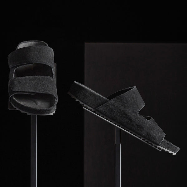 Women's Double Strap Suede Slide in Black | James Perse Los Angeles
