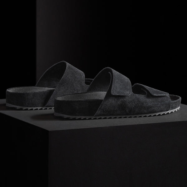 Women's Double Strap Suede Slide in Black | James Perse Los Angeles