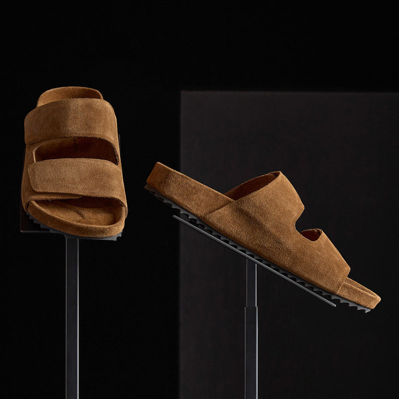 Women's Double Strap Suede Slide in Tabacco | James Perse Los Angeles