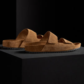 Women's Double Strap Suede Slide in Tabacco | James Perse Los Angeles