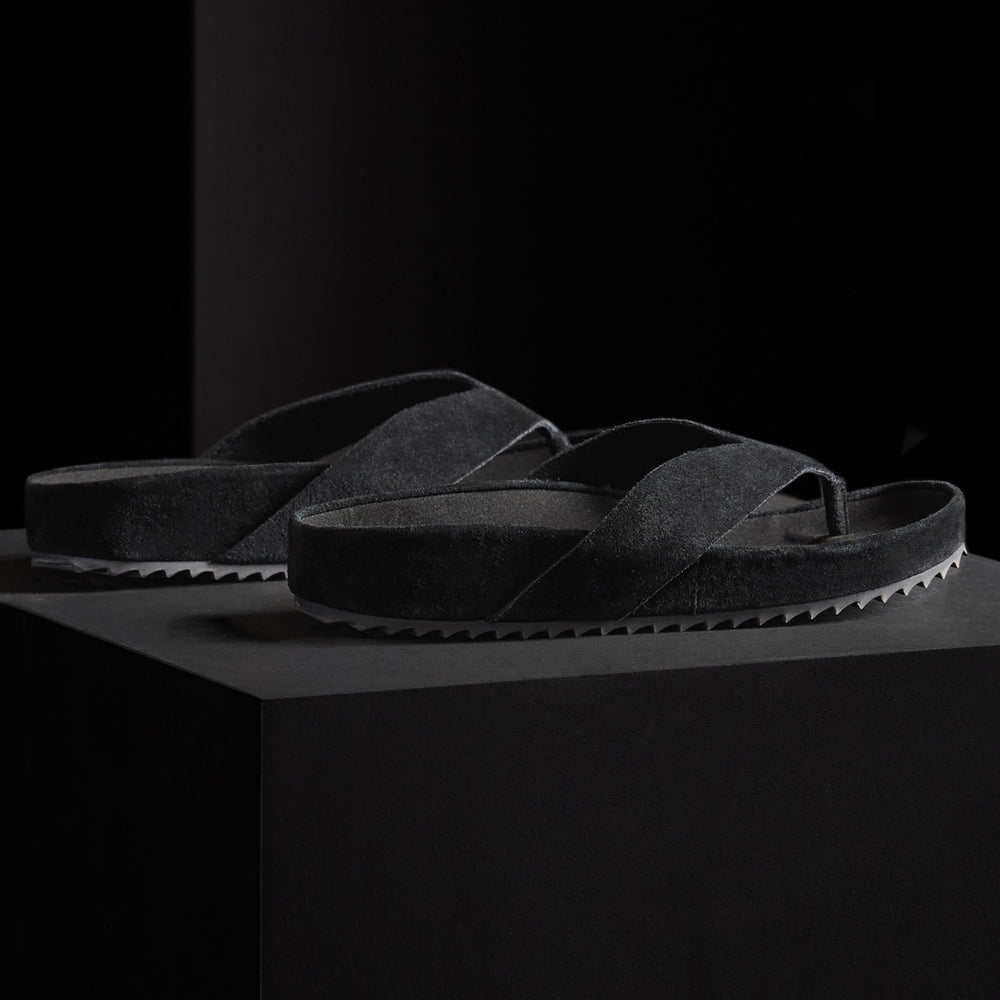 Women's Suede Flip Flop in Black | James Perse Los Angeles