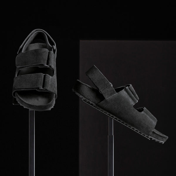 Women's Double Strap Velcro Sandal in Black | James Perse Los Angeles 
