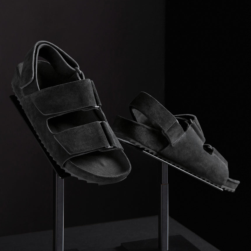 Women's Double Strap Velcro Sandal in Black | James Perse Los Angeles 
