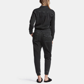 Mixed Media Jumpsuit In Black Pigment | James Perse Los Angeles