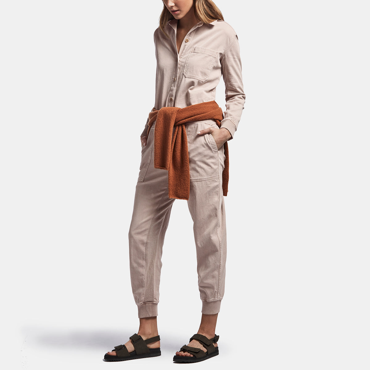 Mixed Media Jumpsuit In Resin Pigment | James Perse Los Angeles