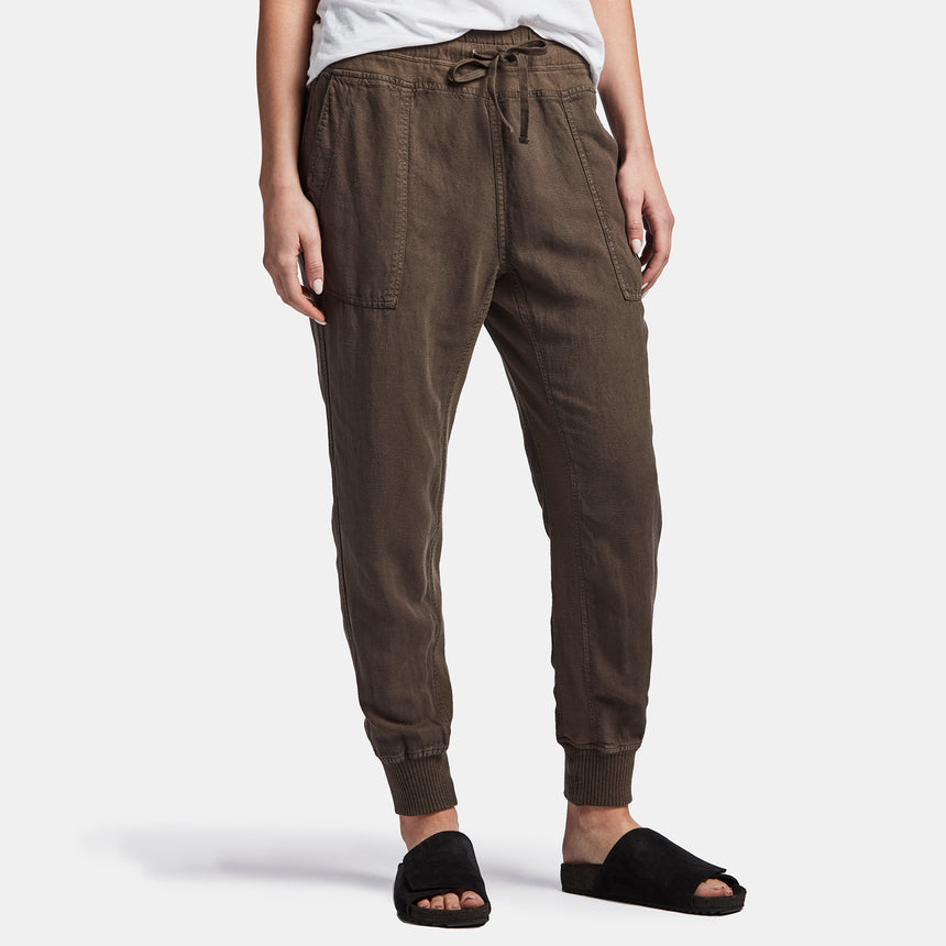 Canvas Linen Relaxed Pant In Army Green | James Perse Los Angeles