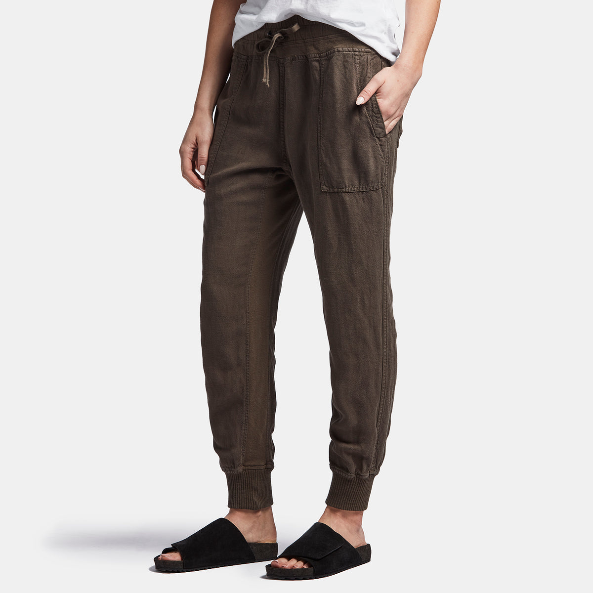 Canvas Linen Relaxed Pant In Army Green | James Perse Los Angeles