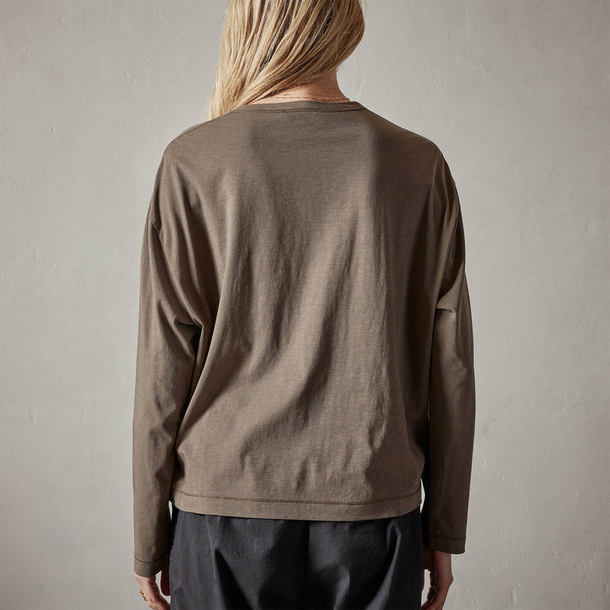 Clean Finish Jersey Henley in Old Whiskey | James Perse Los Angeles 