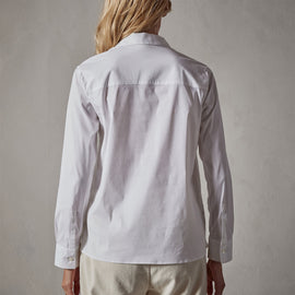 Matte Stretch Poplin Long Sleeve Shirt in White | James Perse Los Angeles
