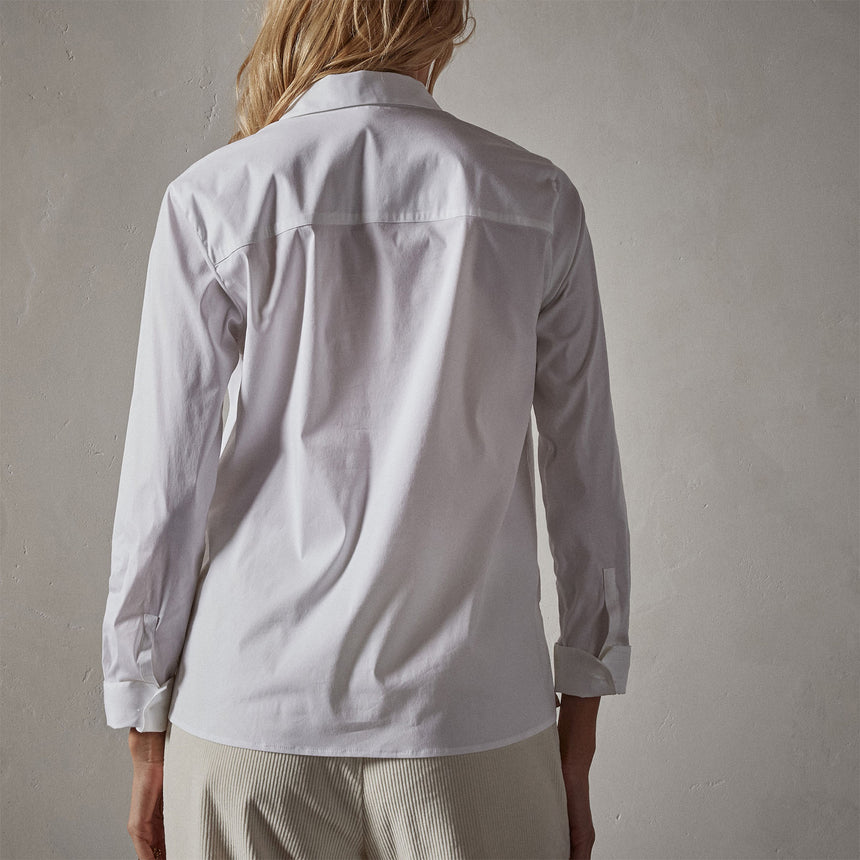 Matte Stretch Poplin Long Sleeve Shirt in White | James Perse Los Angeles