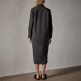 Matte Stretch Poplin Shirt Dress in Black | James Perse Los Angeles