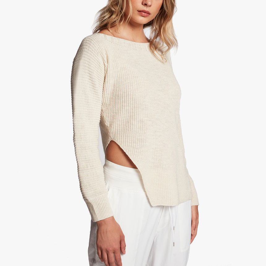 Cotton Linen Boat Neck Sweater In Ivory | James Perse Los Angeles
