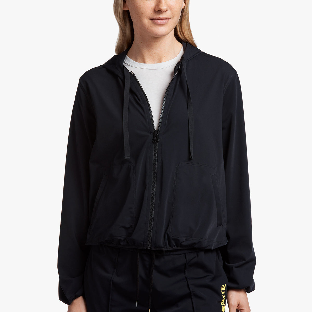 Y/OSEMITE Tricot Hooded Jacket In Black/Yellow | James Perse Los Angeles