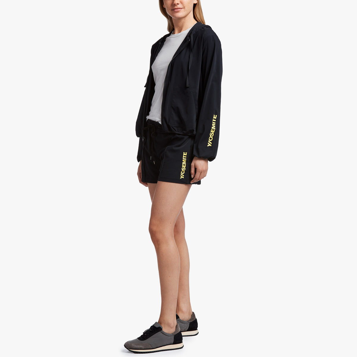 Y/OSEMITE Tricot Hooded Jacket In Black/Yellow | James Perse Los Angeles