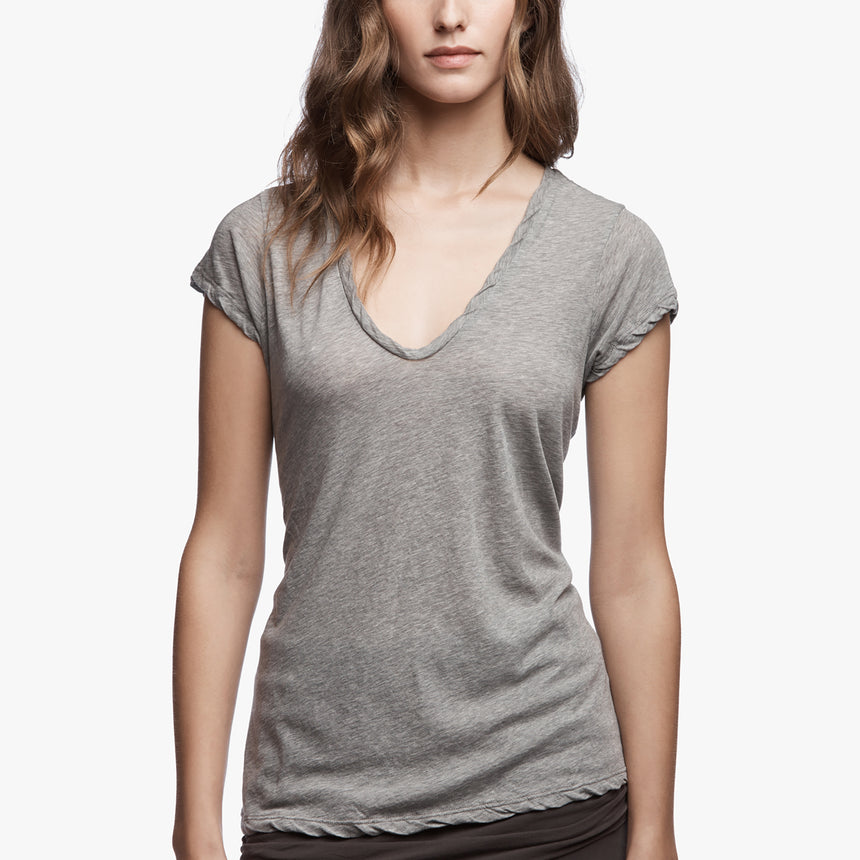 High Gauge Deep V Tee - Heather Grey | James Perse Los Angeles