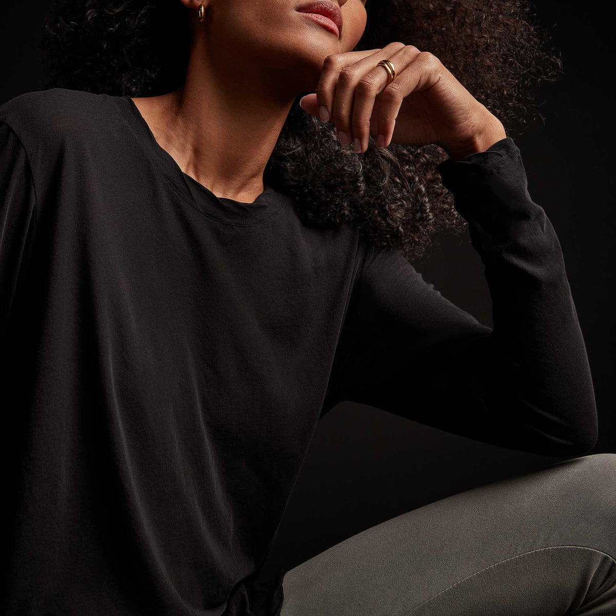 Long Sleeve High Gauge Jersey Tee - Black | James Perse Los Angeles