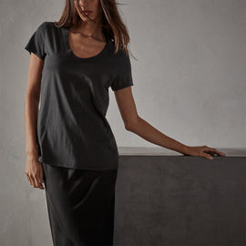 Luxe Lotus Jersey Tee In Carbon | James Perse Los Angeles