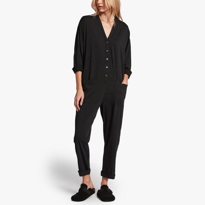 Luxe Lotus Jersey Lounge Jumper In Black | James Perse Los Angeles