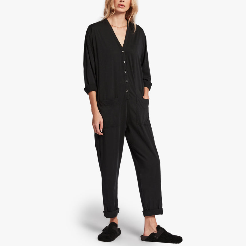 Luxe Lotus Jersey Lounge Jumper In Black | James Perse Los Angeles