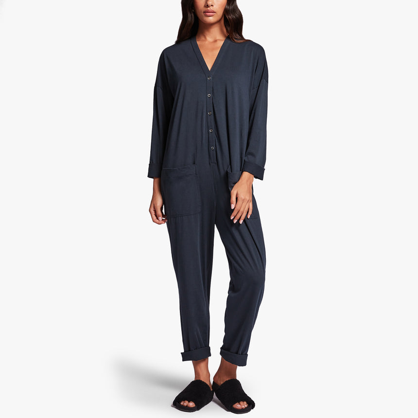 Luxe Lotus Jersey Lounge Jumper In French Navy | James Perse Los Angeles