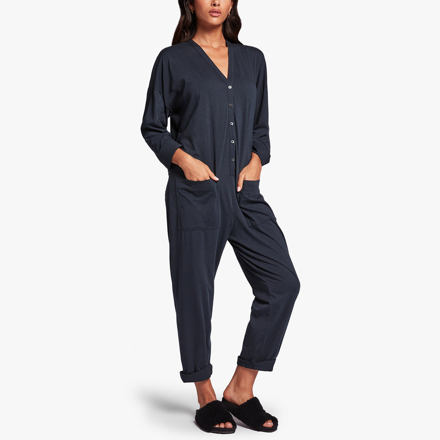 Luxe Lotus Jersey Lounge Jumper In French Navy | James Perse Los Angeles