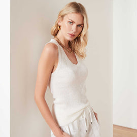 Cotton Linen Sweater Tank In White | James Perse Los Angeles