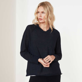 Cotton Linen Raglan Hoodie In Navy | James Perse Los Angeles