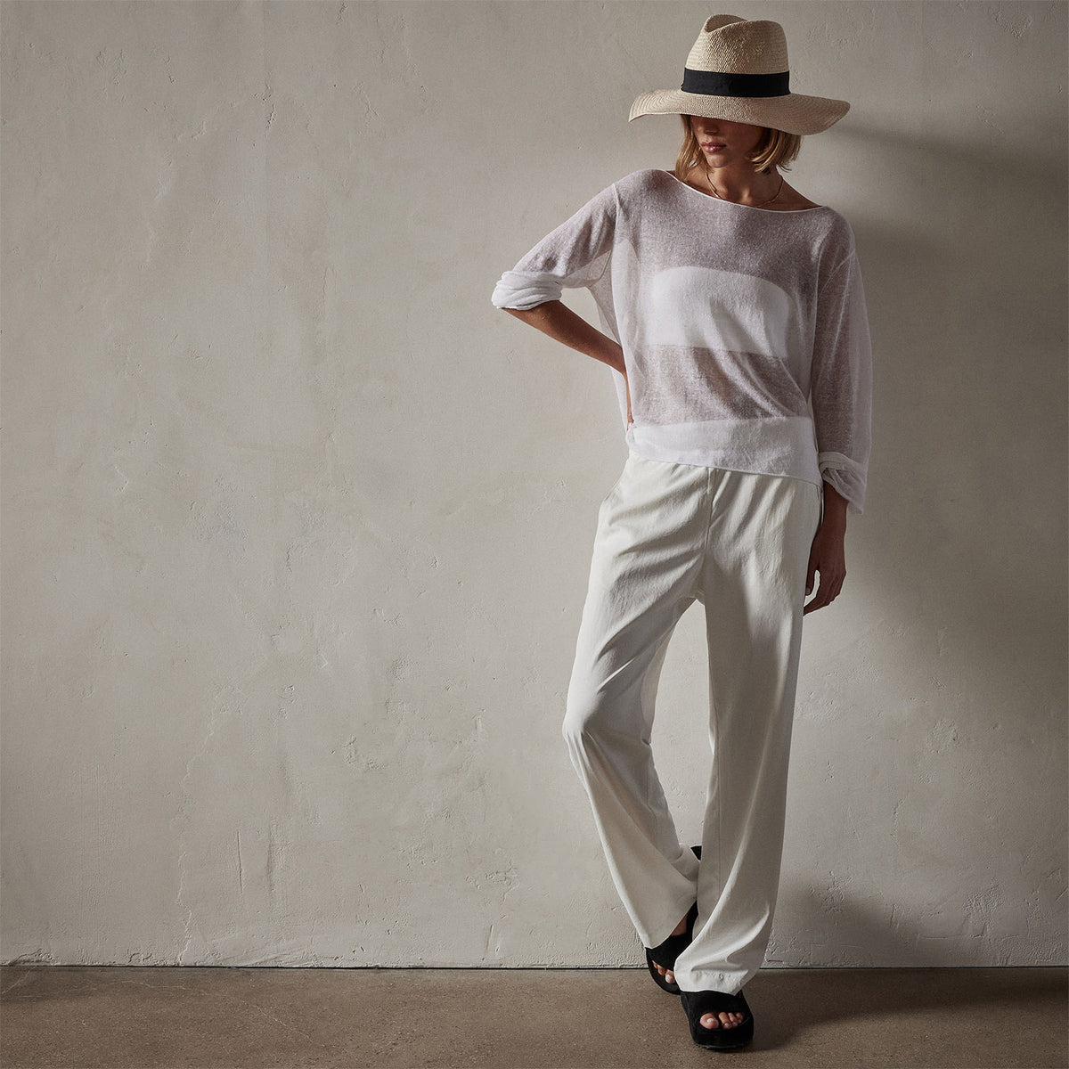 Soleil Linen Shell Top in White | James Perse Los Angeles